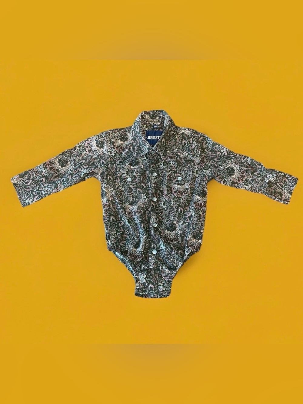 Resistol Baby Boys Western Snap Bodysuit 6M Green Paisley Las Vegas Cowboy Shirt
